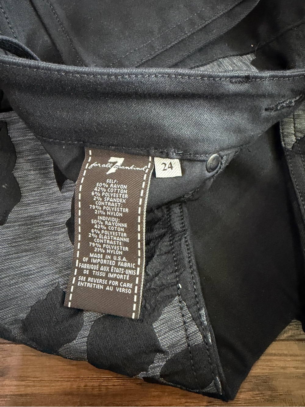 7 For All Mankind Women's Black & Silver Design Jeans Size 24 - Picture 8 of 11